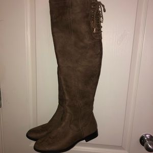 Thigh high suede boots